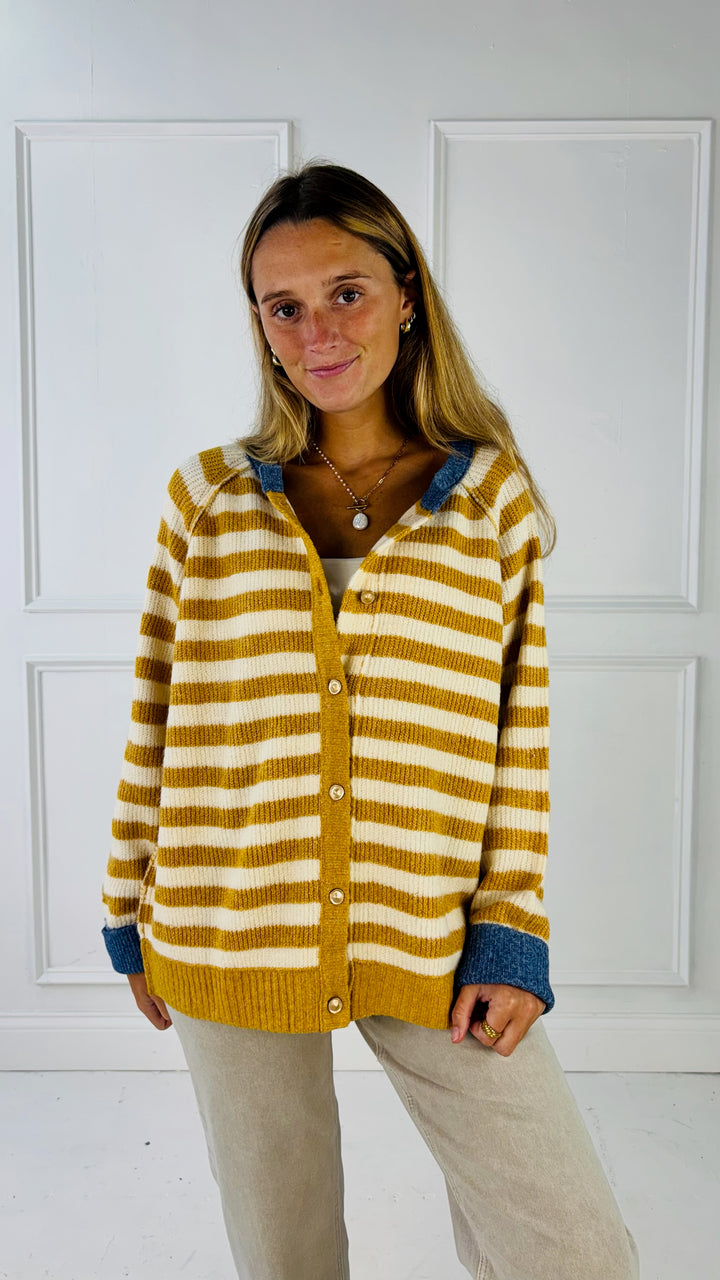 Contrast Rib Loose Fit Cardigan