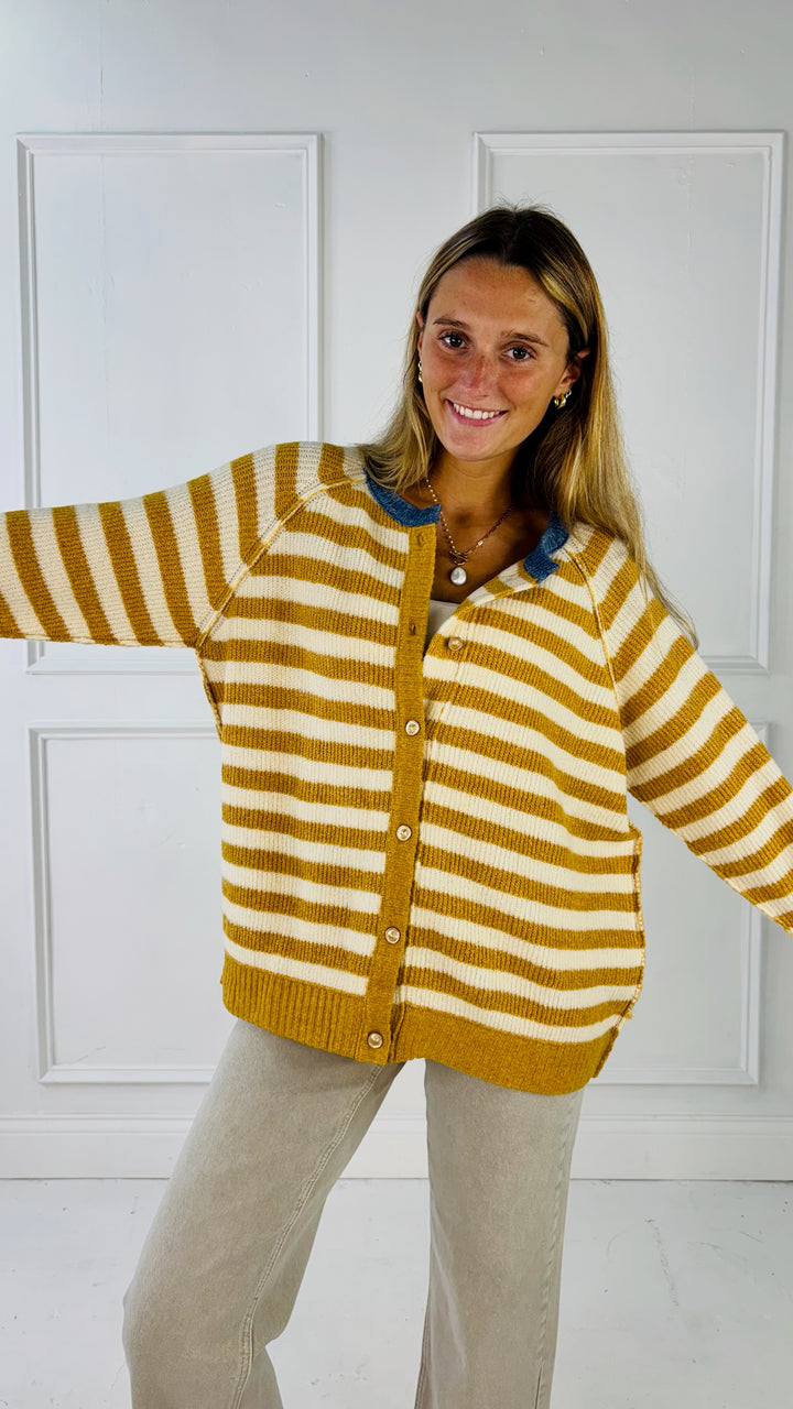 Contrast Rib Loose Fit Cardigan