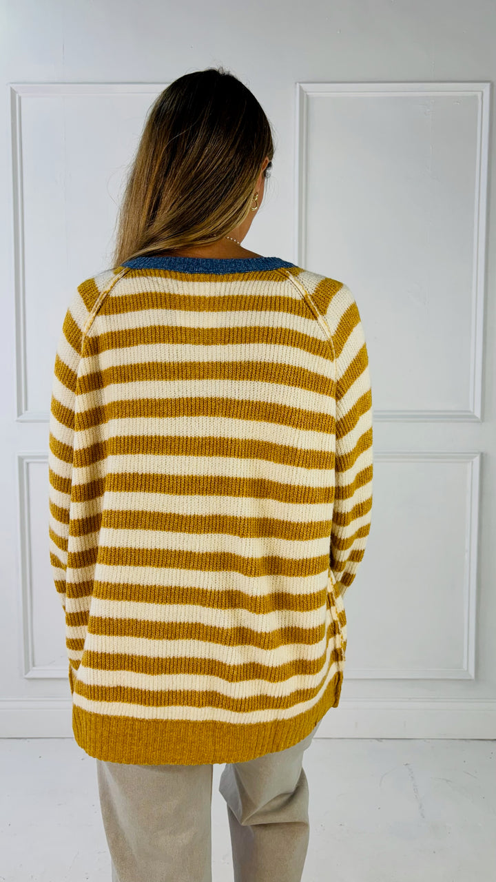 Contrast Rib Loose Fit Cardigan