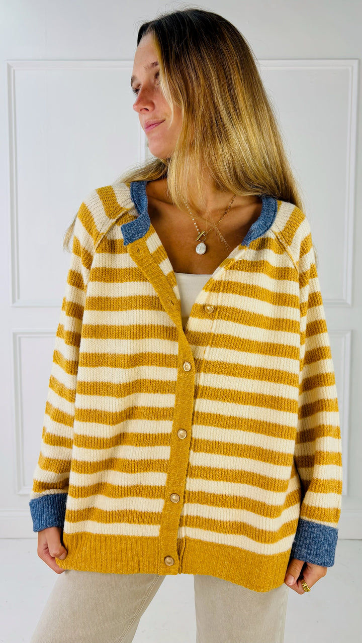 Contrast Rib Loose Fit Cardigan