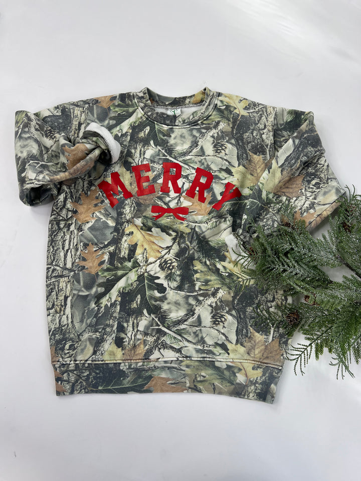 Merry Bow Holiday Christmas Camo Sweatshirt
