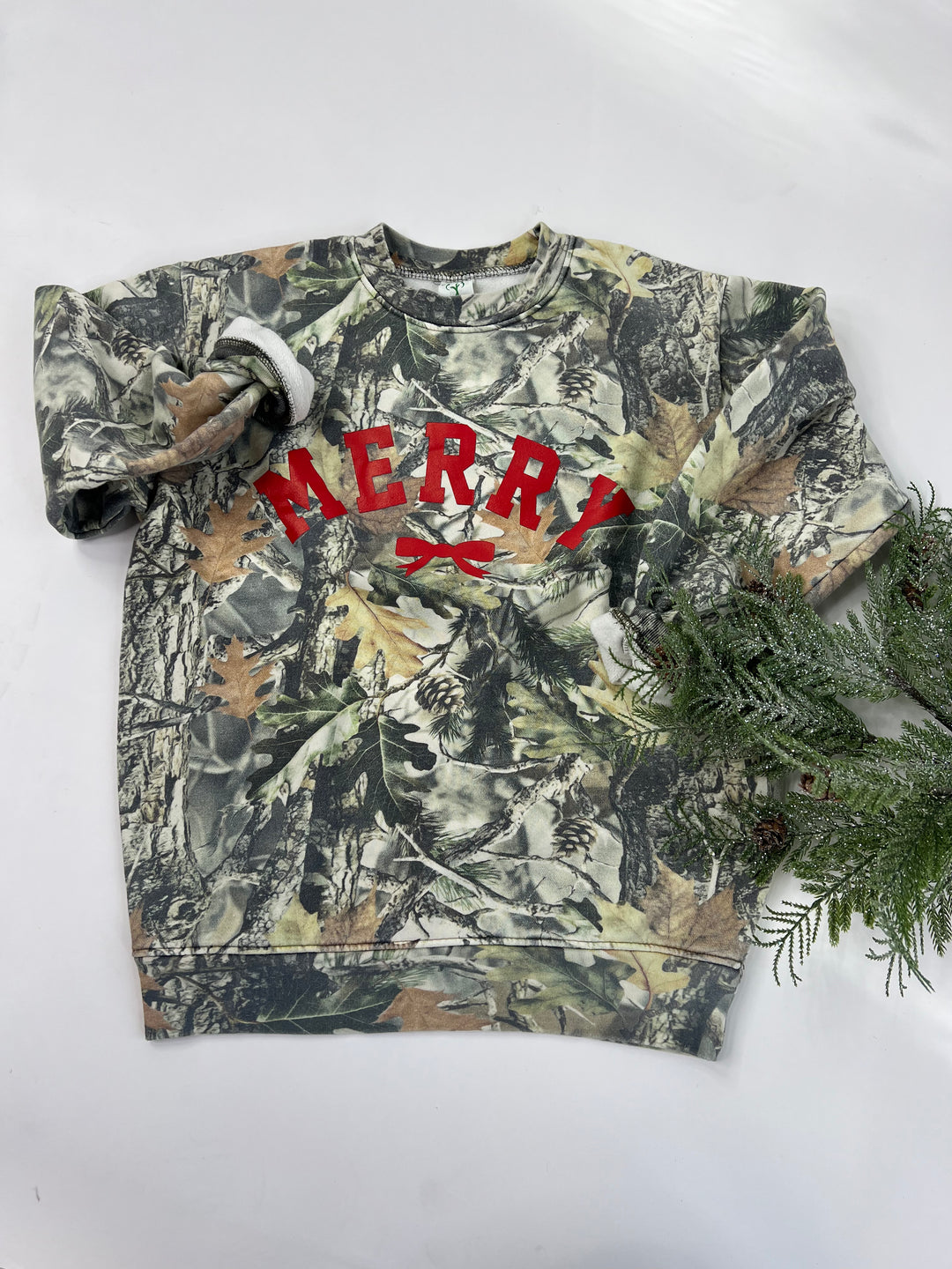 Merry Bow Holiday Christmas Camo Sweatshirt