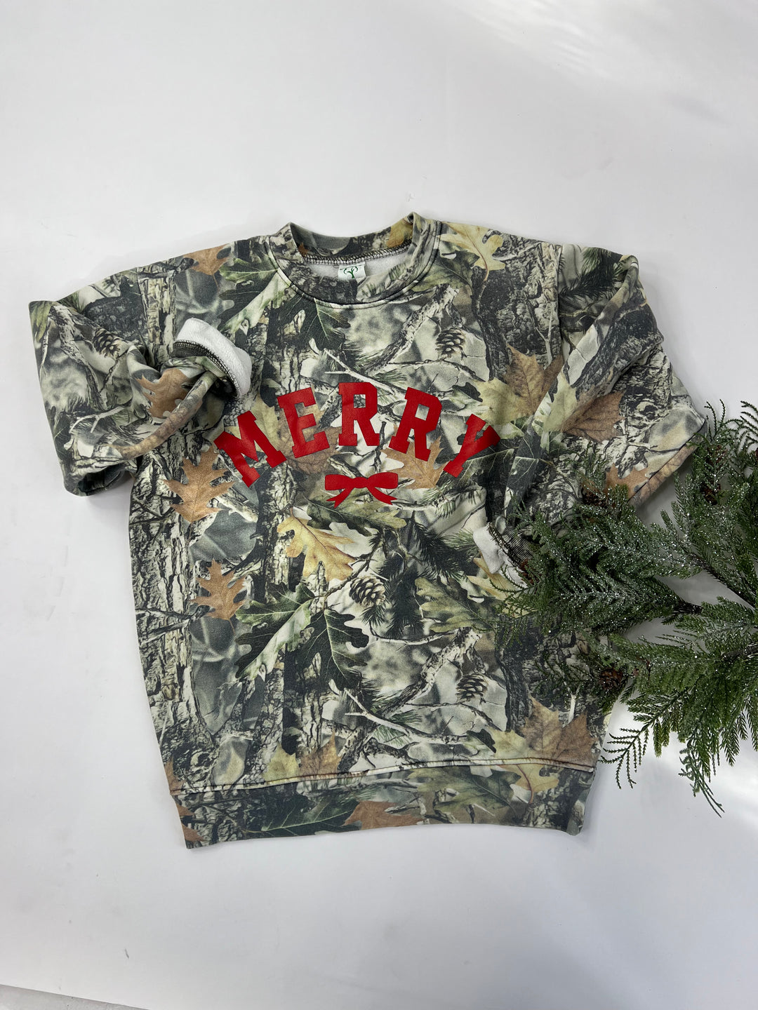 Merry Bow Holiday Christmas Camo Sweatshirt