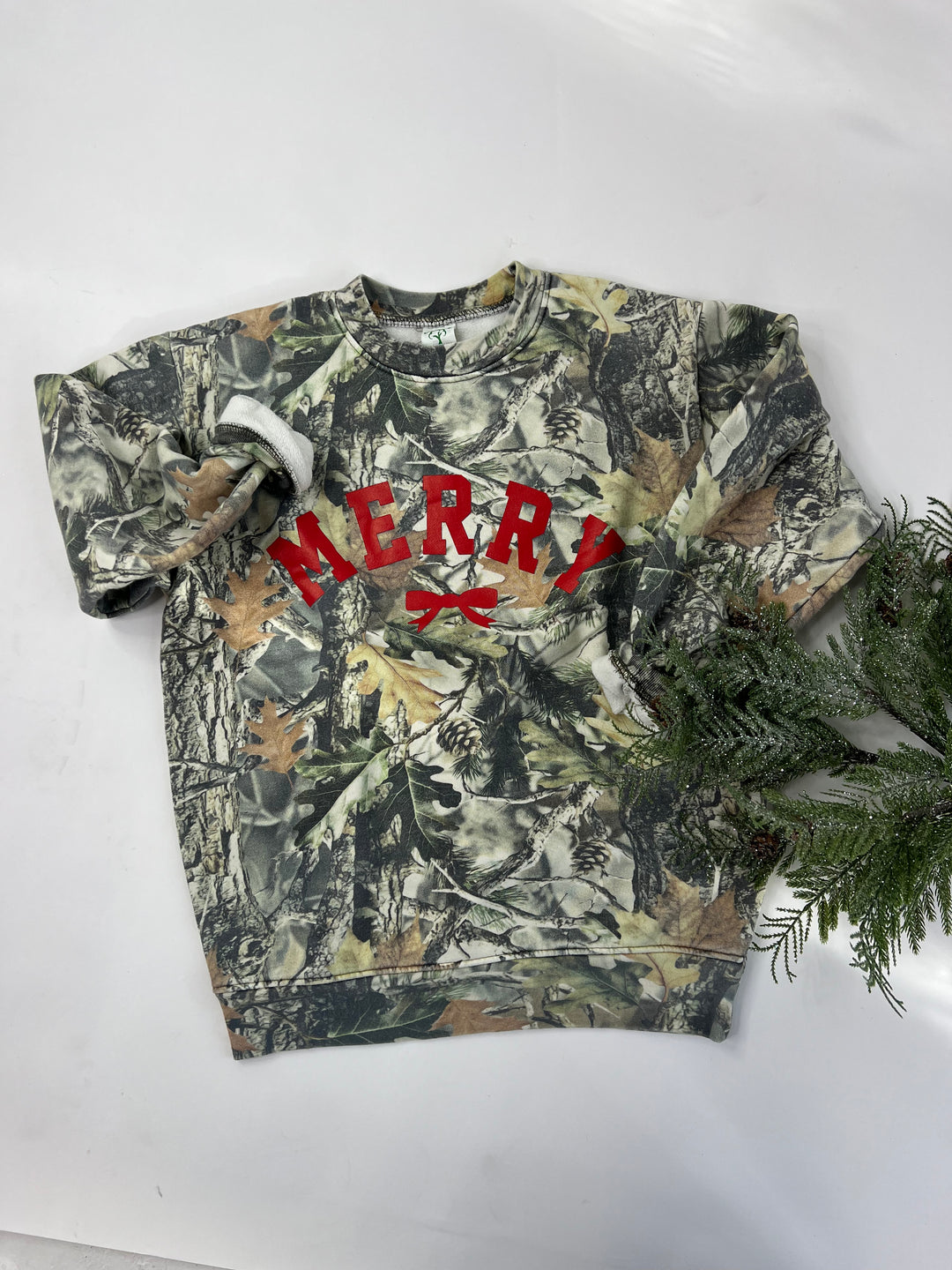 Merry Bow Holiday Christmas Camo Sweatshirt