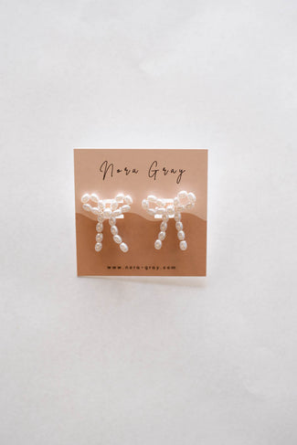 Rice Pearl Coquette Bow Earrings