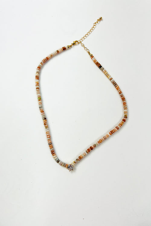 Natural Semi Precious Stone Beaded Charm Necklace