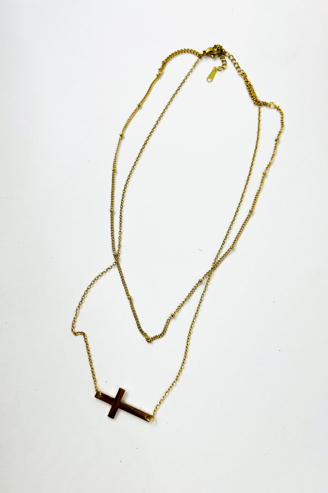 18K Stainless Steel Double Layer Cross Necklace