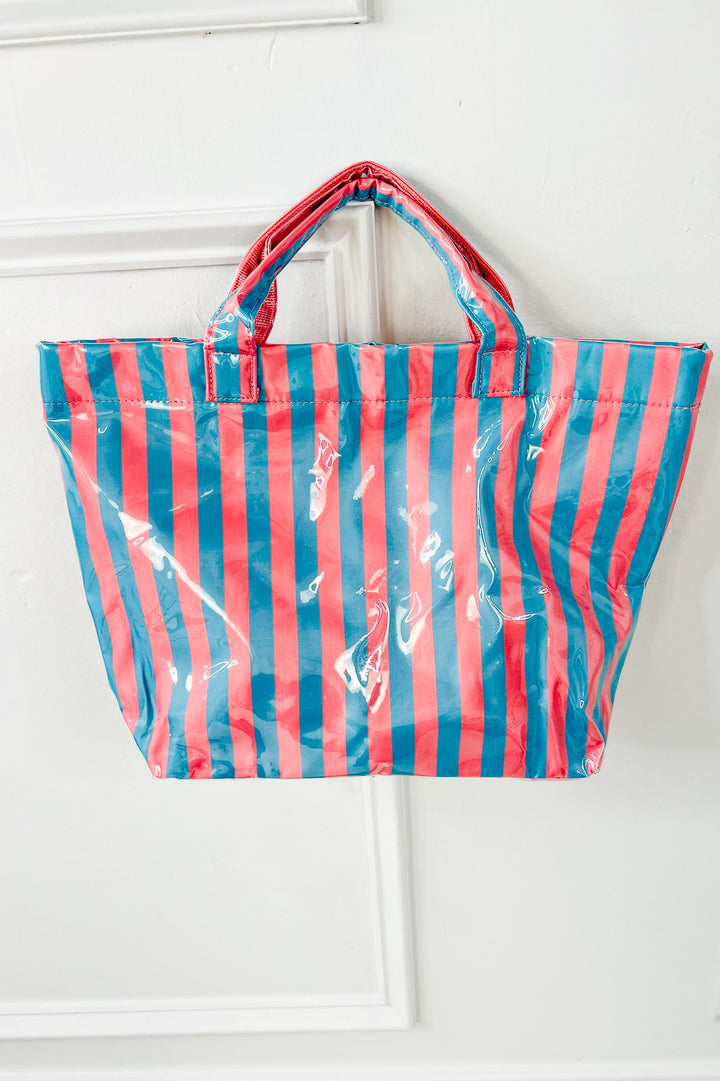 Large Striped Vinyl Tote Bags