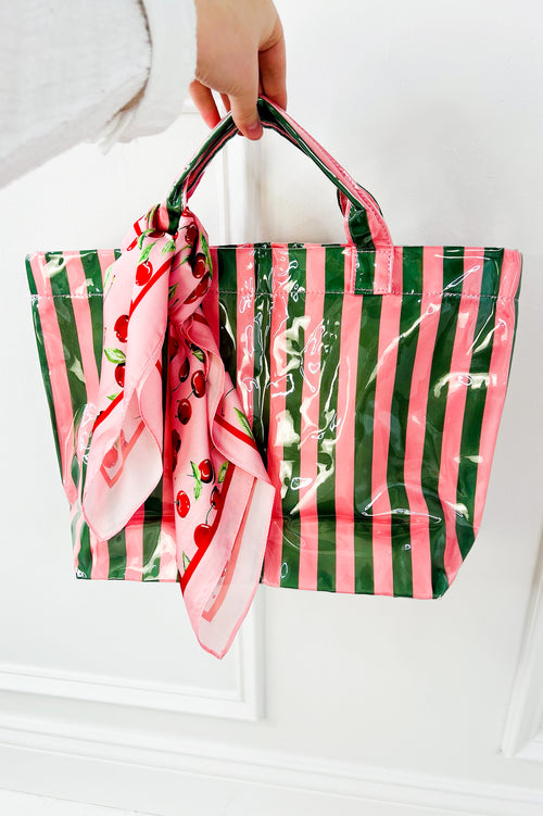 Cherry Print Silky Feel Bandana Scarf