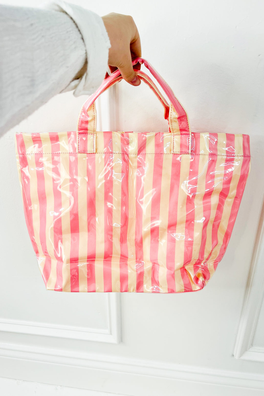 Large Striped Vinyl Tote Bags