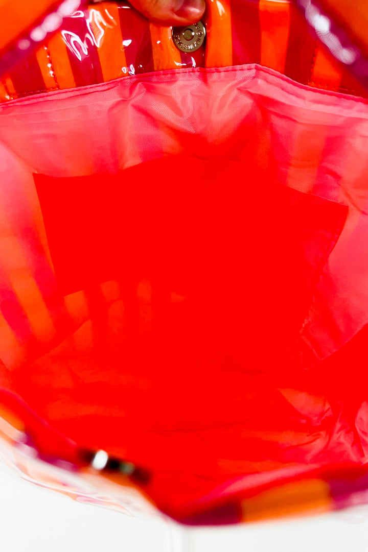 Large Striped Vinyl Tote Bags