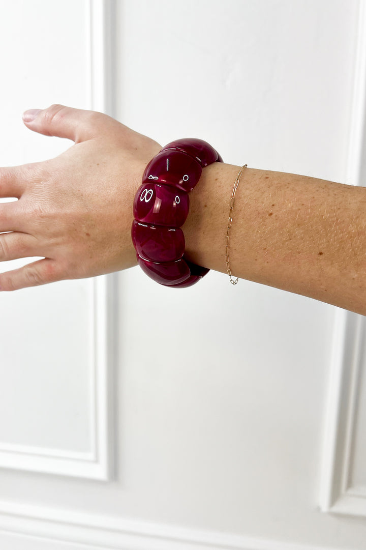 Color-Block Acrylic Stretch Cord Bracelets