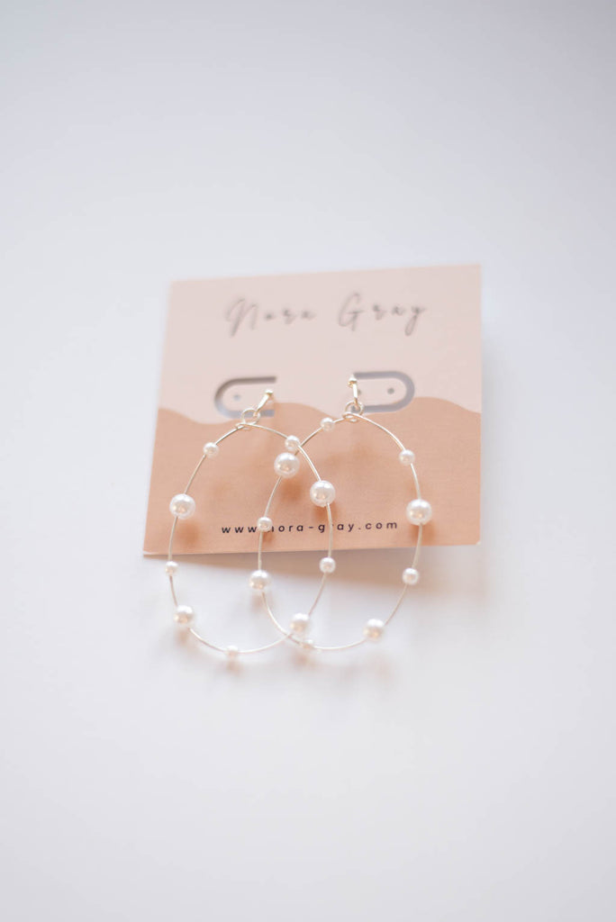 Pearl Accent Oval Dangle Earrings