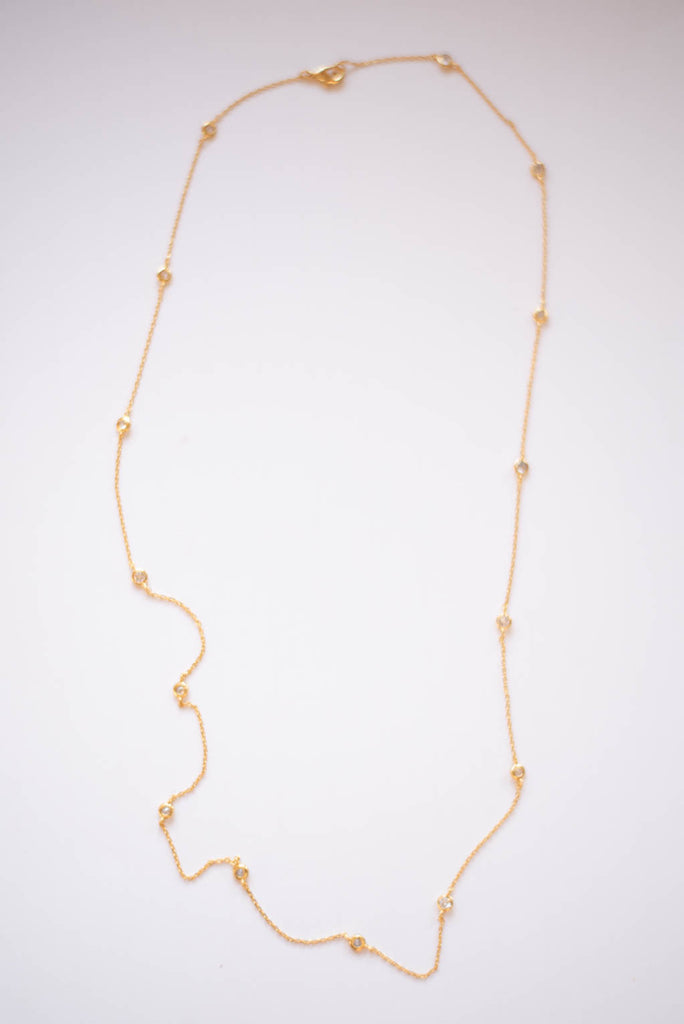 Gold Dipped CZ Crystal Studded Necklace