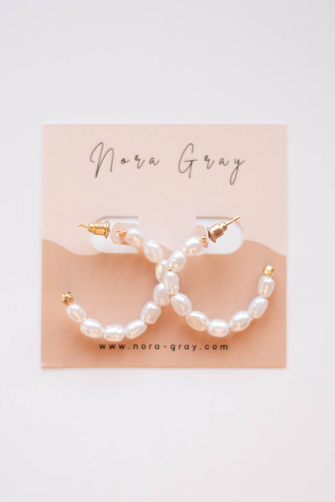 Pearly Beaded Hoop Earrings | Medium