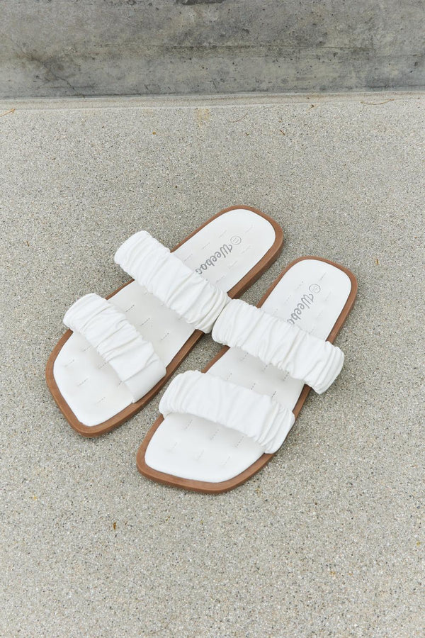 Kacee Double Strap Scrunch Sandal in White