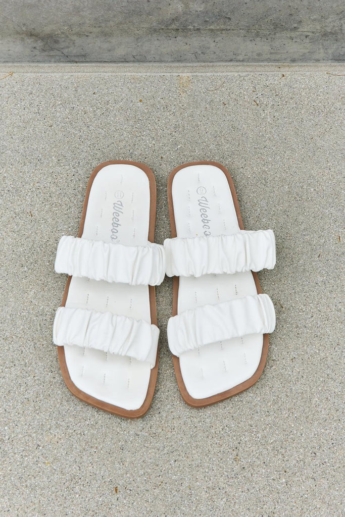 Kacee Double Strap Scrunch Sandal in White