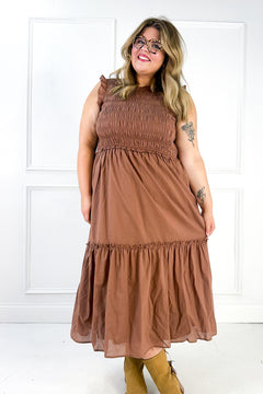 Ruffled Ruffled Neck Smocked Dress