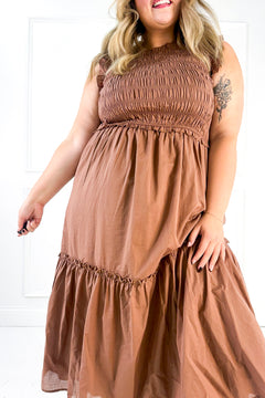 Ruffled Ruffled Neck Smocked Dress