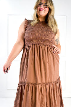 Ruffled Ruffled Neck Smocked Dress