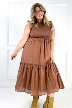 Ruffled Ruffled Neck Smocked Dress