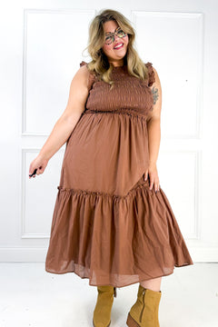 Ruffled Ruffled Neck Smocked Dress
