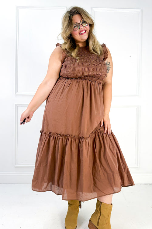 Ruffled Ruffled Neck Smocked Dress