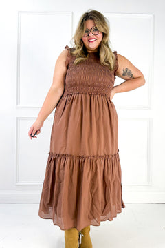 Ruffled Ruffled Neck Smocked Dress