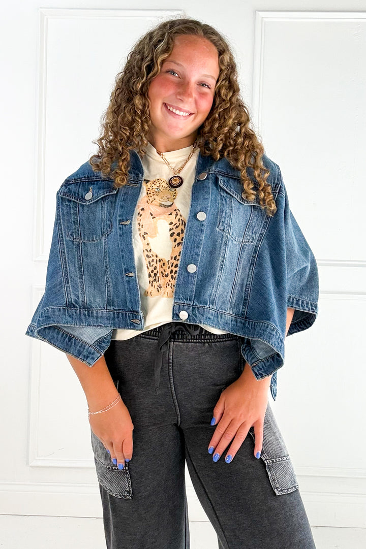 Risen Boxy Sleeve Denim Jacket- Medium Wash
