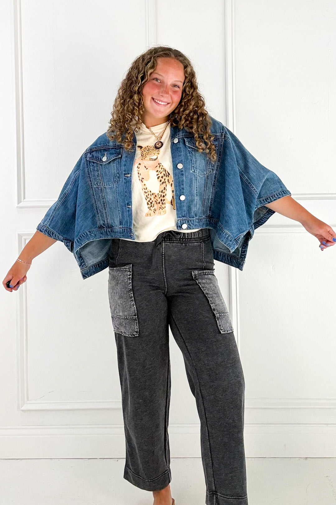 Risen Boxy Sleeve Denim Jacket- Medium Wash