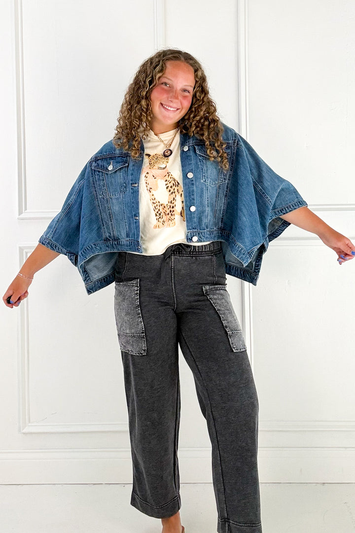 Risen Boxy Sleeve Denim Jacket- Medium Wash