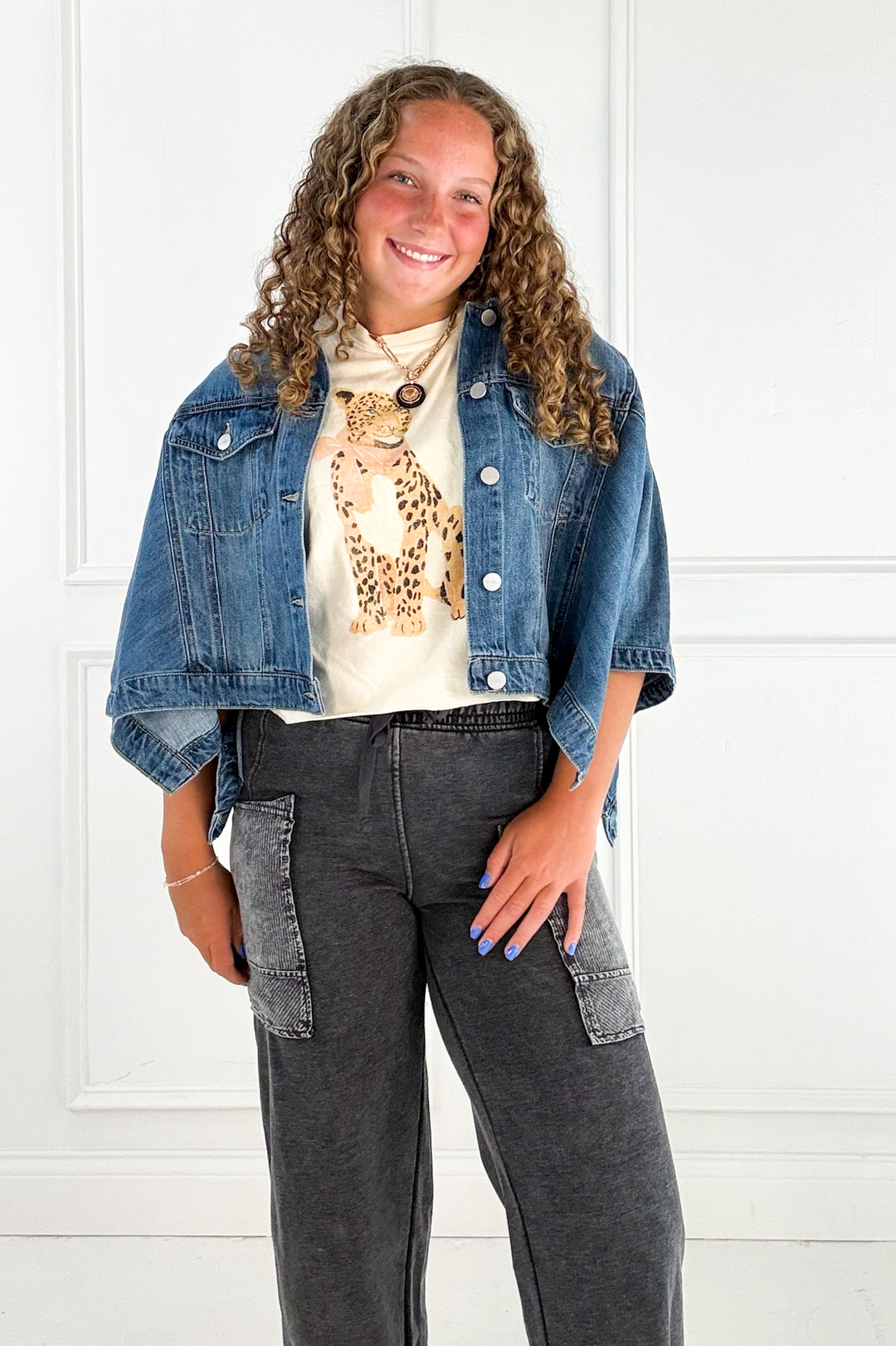 Risen Boxy Sleeve Denim Jacket- Medium Wash