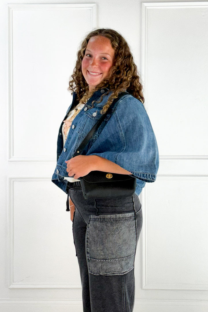 Mineral Washed French Terry Cropped Cargo Pants