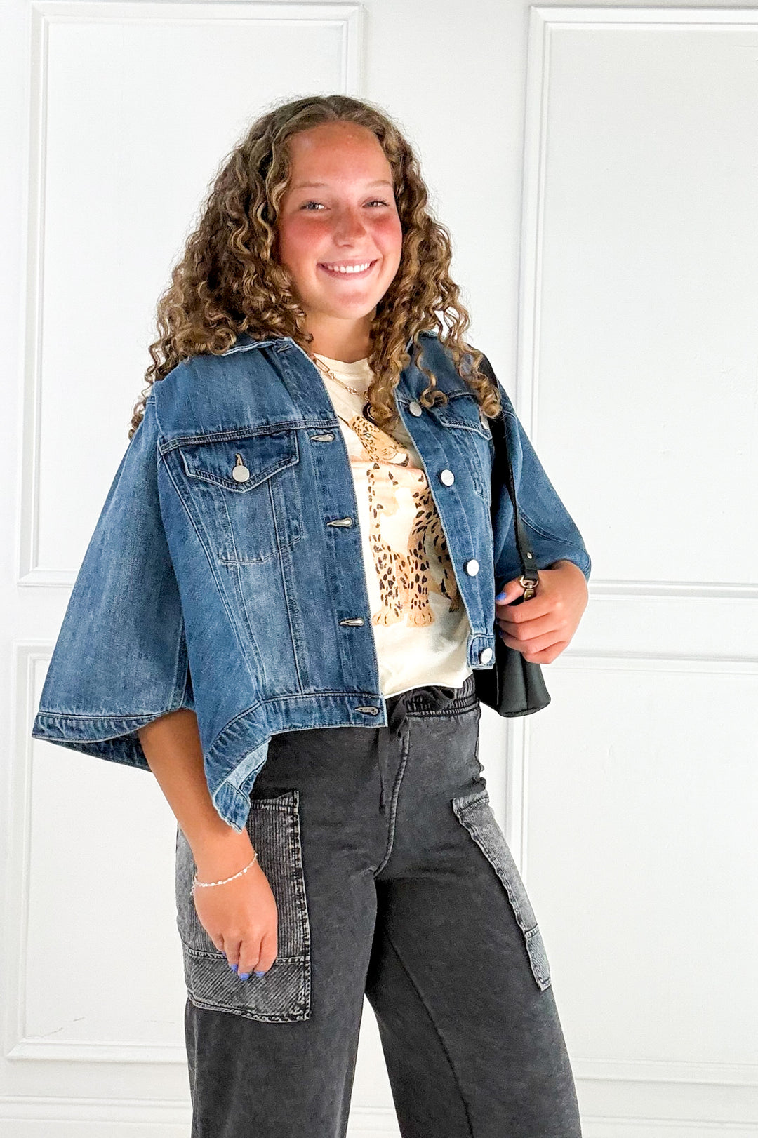 Risen Boxy Sleeve Denim Jacket- Medium Wash