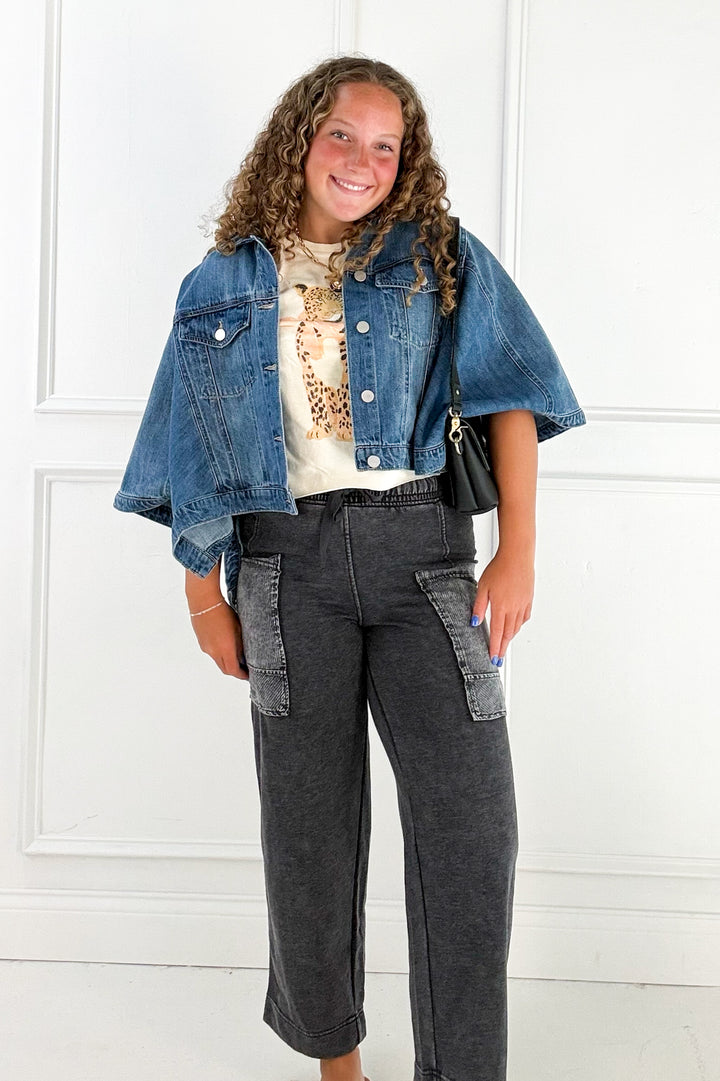 Risen Boxy Sleeve Denim Jacket- Medium Wash
