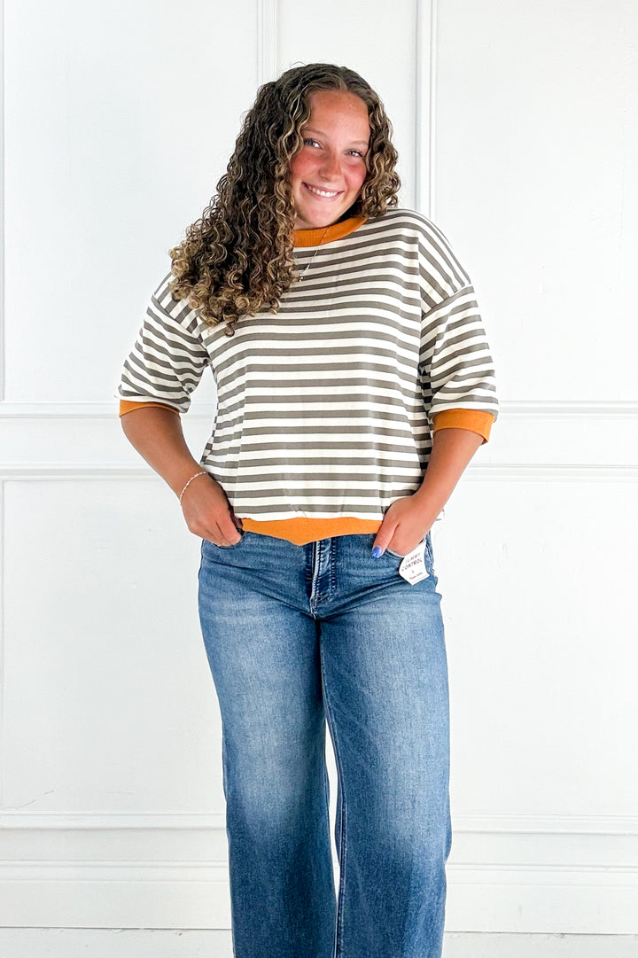 Risen Tummy Control High Rise Crop Wide Creased Jeans