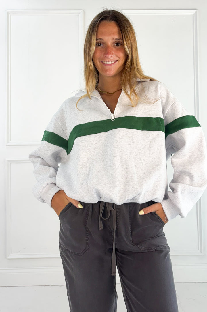Two-Toned Half Zip Collar Sweatshirt