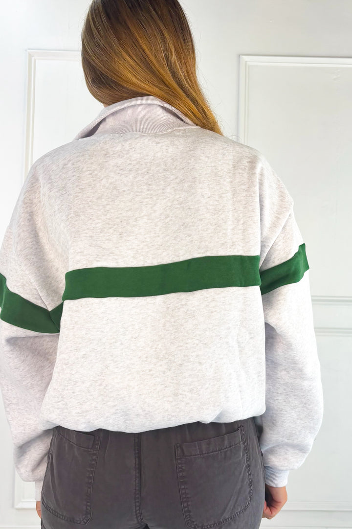 Two-Toned Half Zip Collar Sweatshirt