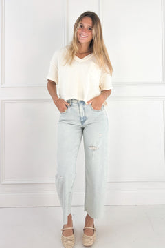 Gwen High Rise Wide Leg Slouchy Raw Hem Jeans by Kut from the Kloth