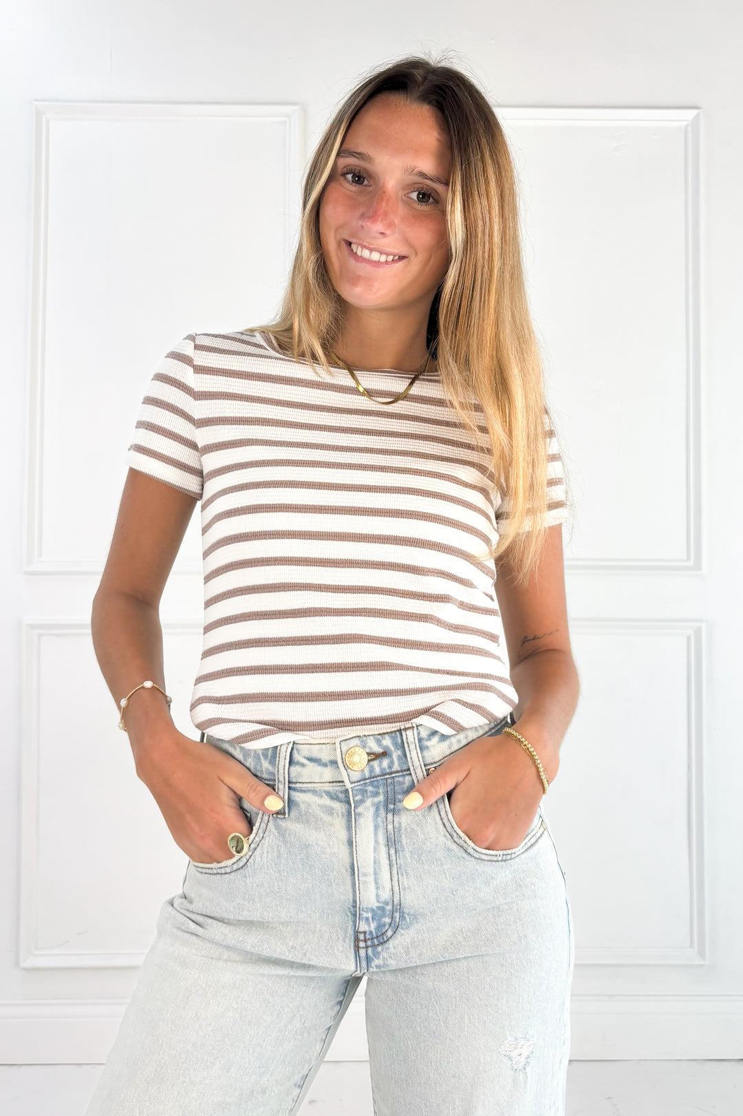 Classic Stripe Ribbed Knit Tee
