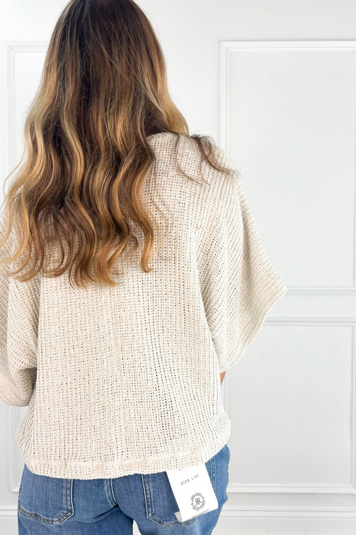 Open Knit Dolman Sleeve Sweater Top