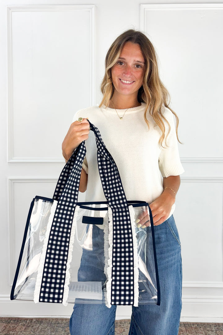 Case-Mate Navy Gingham Jelly Tote Bag