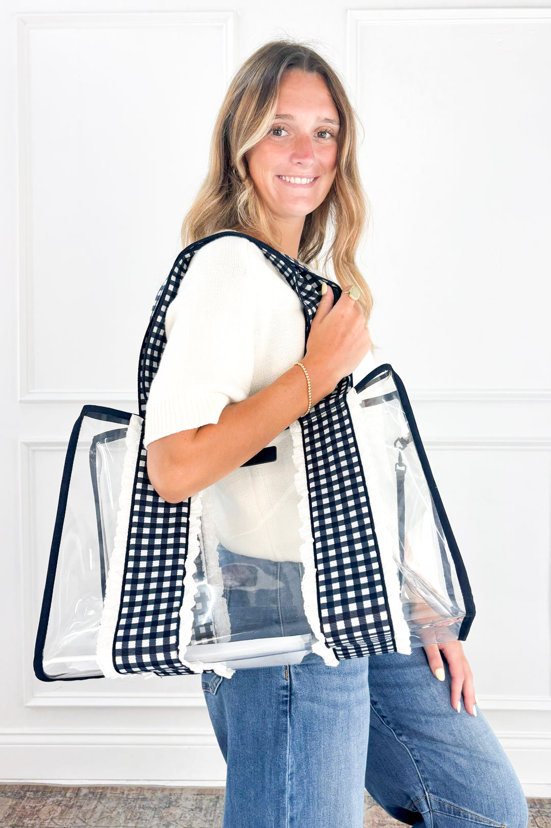 Case-Mate Navy Gingham Jelly Tote Bag