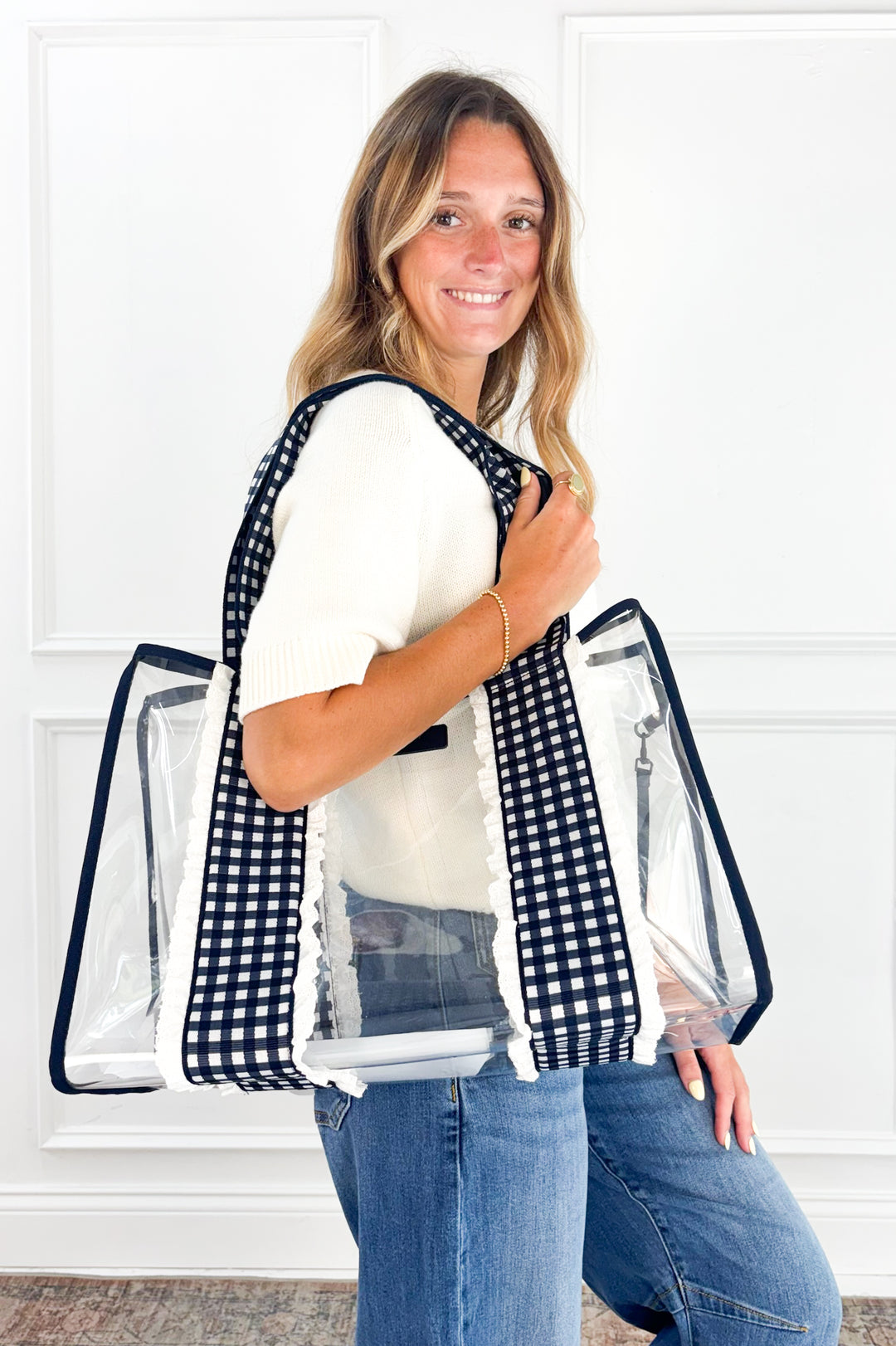 Case-Mate Navy Gingham Jelly Tote Bag