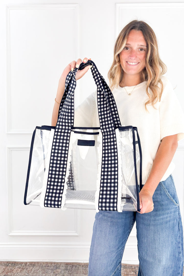 Case-Mate Navy Gingham Jelly Tote Bag