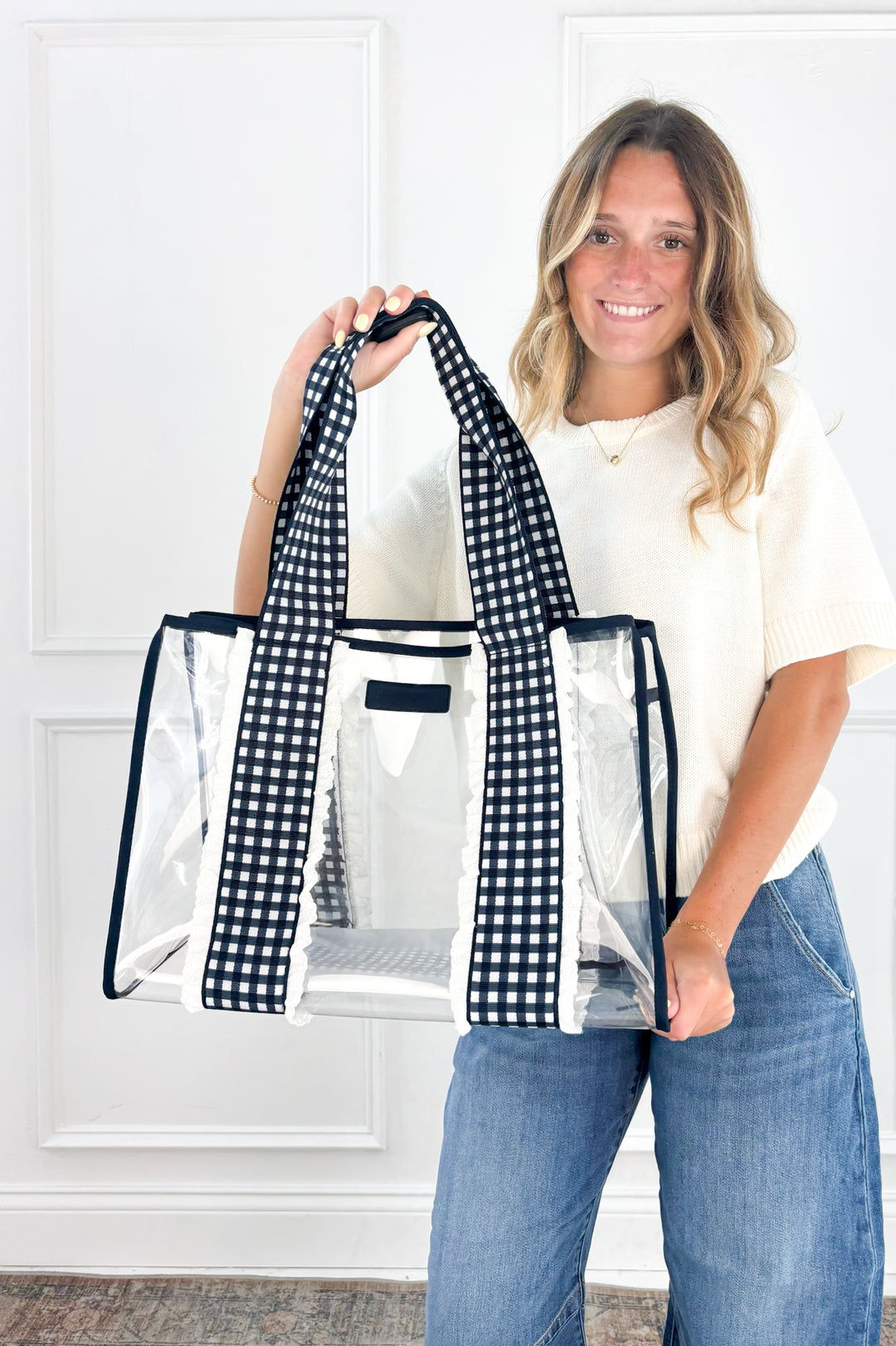 Case-Mate Navy Gingham Jelly Tote Bag