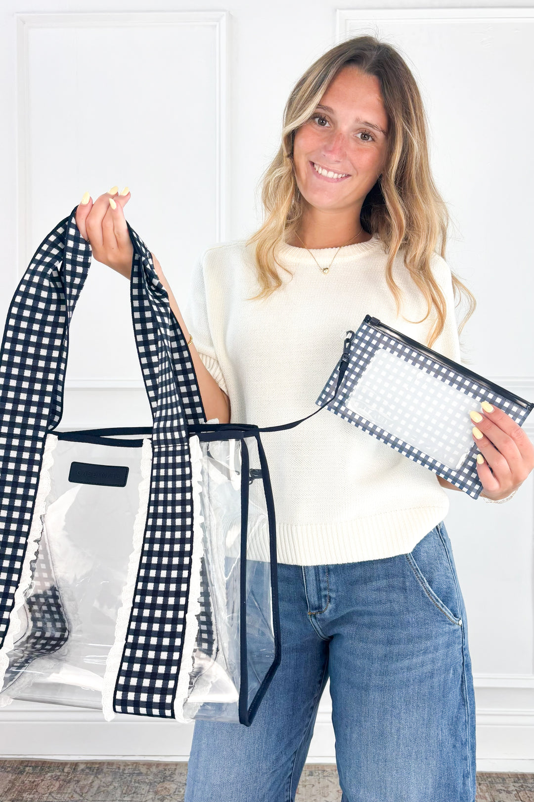 Case-Mate Navy Gingham Jelly Tote Bag