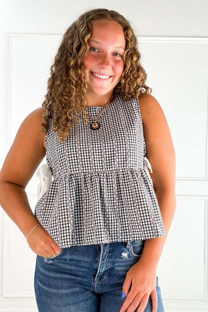 Sky Meadow Peplum Top - Navy
