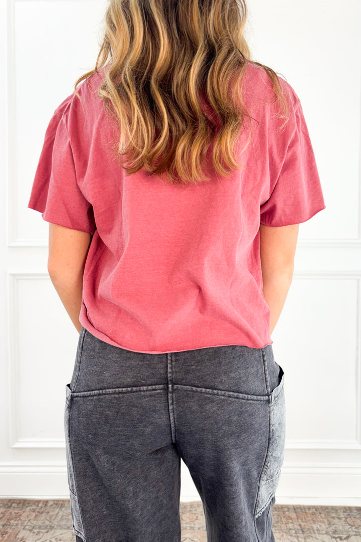 Mineral Washed French Terry Cropped Cargo Pants