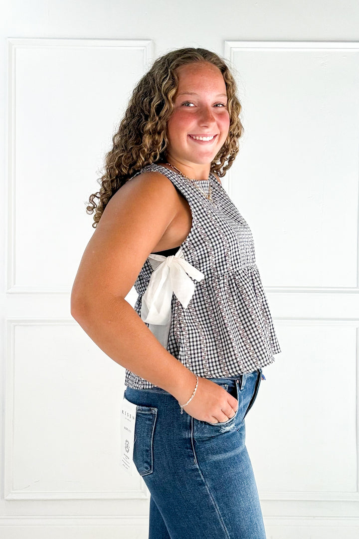 Sky Meadow Peplum Top - Navy